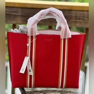 Brilliant Red Tory Burch tote. Never used with original tags and dustbag